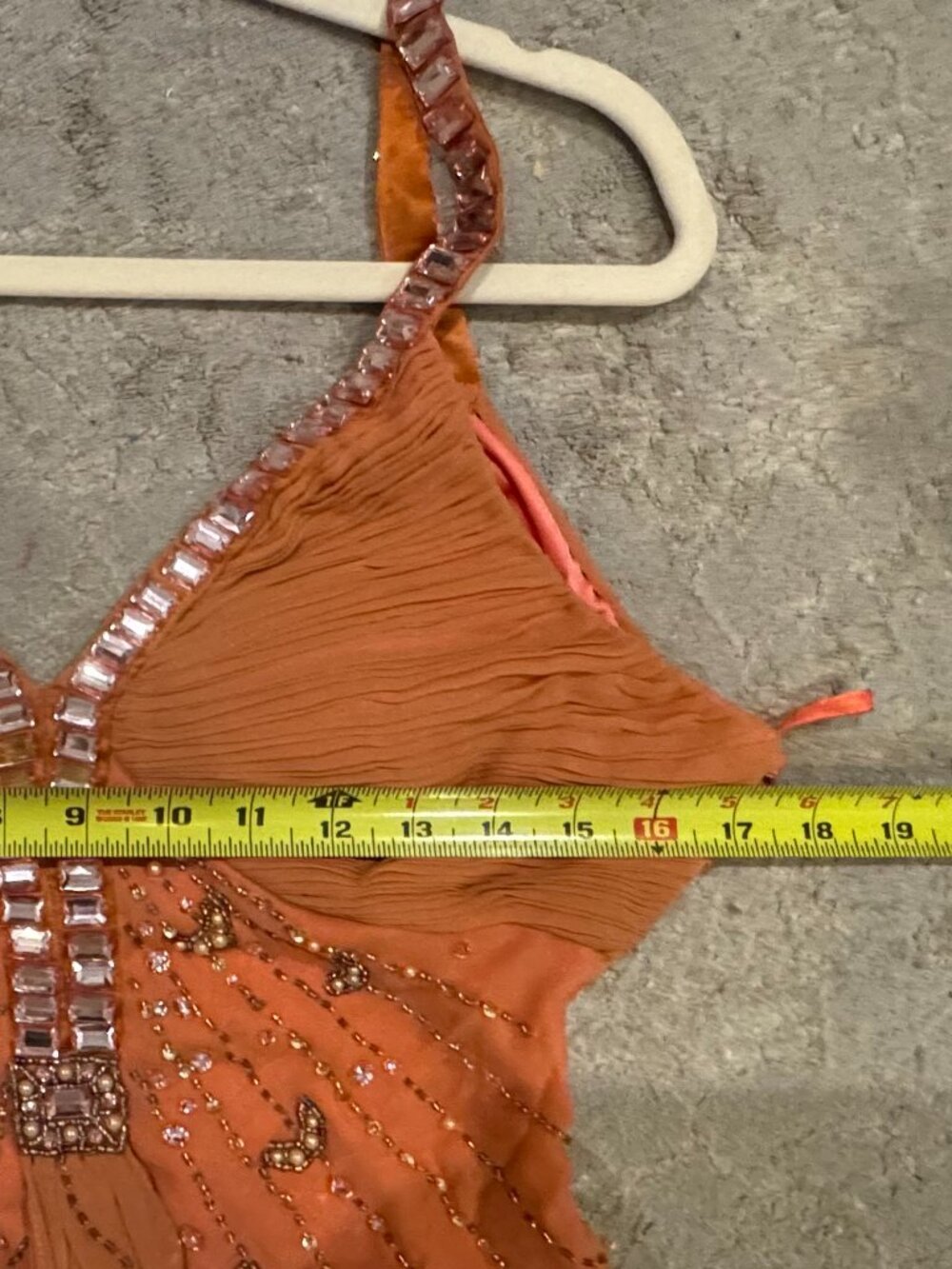 Sue Wong Silk Dress Y2K Evening Maxi Gown Fancy Peach Orange Gold Sz 6 New F9 - Picture 8 of 11